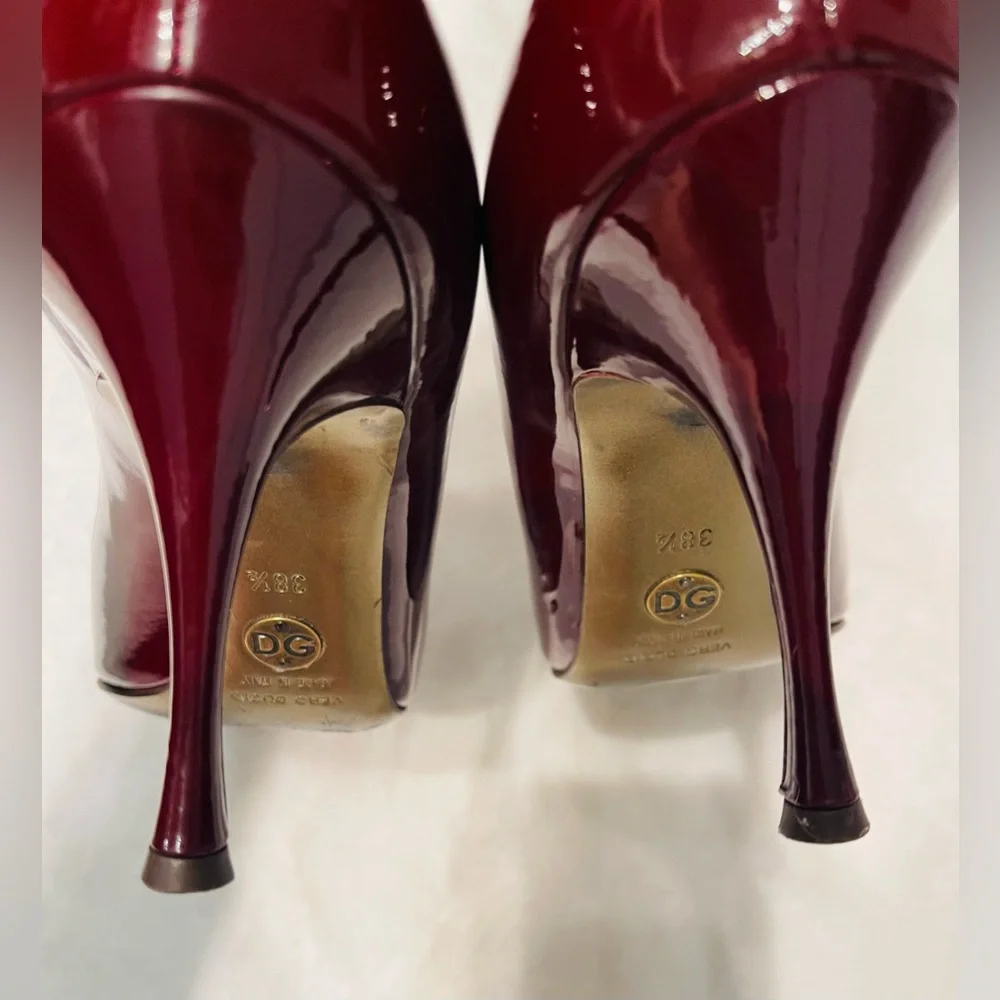 Dolce & Gabbana Deep Burgundy Patent Heels - Picture 5 of 6